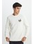 Regular Fit Normal Kesim Bisiklet Yaka Ekru Sweatshirt 1