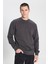 Regular Fit Normal Kesim Bisiklet Yaka Soluk Siyah Sweatshirt 1