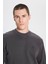 Regular Fit Normal Kesim Bisiklet Yaka Soluk Siyah Sweatshirt 4