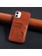 iPhone 16 Plus Uyumlu Kılıf Kartlıklı Lüx Deri Kılıf Kahverengi 1