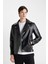 Su Ve Rüzgar İtici Slim Fit Dar Kesim Mevsimlik Astarlı Fermuarlı İç Cepli Suni Deri Biker Mont C5715AX24AU 4