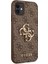 iPhone 11 Uyumlu Kılıf Guess Pu Deri Büyük Metal Logo Dizaynlı Kapak Kahverengi 3