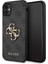 iPhone 11 Uyumlu Kılıf Guess Pu Deri Büyük Metal Logo Dizaynlı Kapak Gri 1