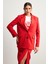 Kırmızı Tek Düğme ve Cep Detaylı Ceket 4