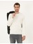 Erkek Ekru Slim Fit Bisiklet Yaka Basic Triko Kazak 50296575-VR019 1