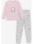 Bisiklet Yaka Baskılı Uzun Kollu Kız Çocuk Pijama Takımı 1