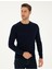 Erkek Lacivert Slim Fit Bisiklet Yaka Basic Triko Kazak 50296575-VR033 3