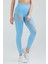 Mavi Slim Fit Yüksek Bel Toparlayıcı Seamless Kadın Tayt SSD0003 2