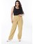 Kadın Büyük Beden Bej Ribs Kumaş Yan Cepli Pileli Pantolon 65N38272 3