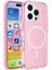 Apple iPhone 16 Pro Max Kılıf Magsafeli Simli Saydam Renkli Allstar Kapak Pembe 1