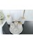 Beyaz Mermer Oval Model 7 Parça Gold Renk Mercan Aksesuarlı Banyo Seti 1