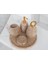Bej Mermer Oval Model 5 Parça Gold Renk Halka Aksesuarlı Banyo Seti 1