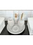 Beyaz Mermer Oval Model 5 Parça Gold Renk Kuş Tüyü Aksesuarlı Banyo Seti 2