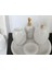 Beyaz Mermer Oval Model 5 Parça Gold Renk Düğme Aksesuarlı Banyo Seti 4