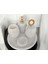 Beyaz Mermer Oval Model 5 Parça Gold Renk Halka Aksesuarlı Banyo Seti 1
