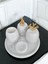 Beyaz Mermer Oval Model 5 Parça Gold Renk Mercan Aksesuarlı Banyo Seti 1