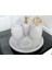 Beyaz Mermer Oval Model 5 Parça Gold Renk Mercan Aksesuarlı Banyo Seti 2
