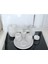 Beyaz Mermer Oval Model 7 Parça Gümüş Renk Düğme Aksesuarlı Banyo Seti 3