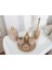Bej Mermer Oval Model 7 Parça Gold Renk Halka Aksesuarlı Banyo Seti 1