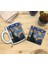 Kediler ve Sanat/van Gogh Set 8 - Yıldızlı Gece(Starry Night) Standart Kupa-Taş Bardak Altlığı 9 2
