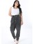 Kadın Büyük Beden Füme Beli Lastik Detaylı Yıkama Efektli Kot Pantolon 65N38261 1