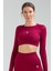 Bordo Slim Fit Bisiklet Yaka Seamless Kadın Sporcu Sütyeni Bra SSF0004 1