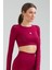 Bordo Slim Fit Bisiklet Yaka Seamless Kadın Sporcu Sütyeni Bra SSF0004 2