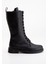 Pamira Bağcıklı Deri Çizme Siyah 5