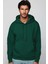 Oversize Geniş Kesim Pamuklu Yumuşak Dokulu Içi Polarlı Basic Yeşil Kapüşonlu Sweatshirt 1