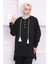 Siyah Kapüşonlu Tunik Pantolon Takım 3