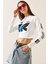 Beyaz Bisiklet Yaka Baskılı Crop Bluz 5YXK2-48924-01 1