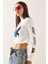 Beyaz Bisiklet Yaka Baskılı Crop Bluz 5YXK2-48924-01 4