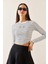 Beyaz Bisiklet Yaka Çizgili Crop Bluz 5YXK2-48930-01 2