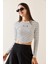 Beyaz Bisiklet Yaka Çizgili Crop Bluz 5YXK2-48930-01 5