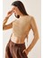 Camel Bisiklet Yaka Yanları Büzgülü Bluz 5YXK2-48929-53 1
