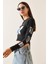 Siyah Bisiklet Yaka Baskılı Crop Bluz 5YXK2-48924-02 2