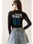 Siyah Bisiklet Yaka Baskılı Crop Bluz 5YXK2-48924-02 5
