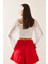 Beyaz Transparan Detaylı Fermuarlı Crop Bluz 5YXK2-48923-01 5