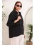 Modal Kumaş Oversize Kadın Gömlek-Siyah 1