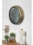 Yuvarlak 40 cm Eskitme Metal Ahşap Görünümlü Duvar Saati Altın Modern 40 x 40 3