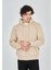 Unisex Tam Fermuarlı Kapşonlu Sweatshirt - Bej 3