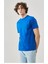 Unisex Düz Biskilet Yaka Oversize T-Shirt - Mavi 2