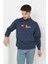 Unisex Yarım Boğazlı Baskılı Dokuma Triko - Indigo 1