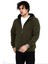 Unisex Tam Fermuarlı Kapşonlu Sweatshirt - Haki 1