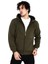 Unisex Tam Fermuarlı Kapşonlu Sweatshirt - Haki 2