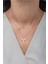 Parlak Pembe Zirkon Taşlı Kanatlı Gümüş Kolye, Rose Gold Detaylı, Şık Tasarım 2