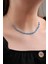 Turkuaz taşlı rodyum kaplı gümüş choker kolye, şık ve modern tasarım 1