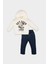 Erkek Bebek 2'li Takım Ayı Baskılı Kapüşonlu Sweatshirt Üst Jean Pantolon Alt D5399A524WN 1