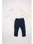 Erkek Bebek 2'li Takım Ayı Baskılı Kapüşonlu Sweatshirt Üst Jean Pantolon Alt D5399A524WN 5