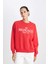 Relax Fit Bisiklet Yaka Baskılı Kalın Kırmızı Sweatshirt D6715AX24WN 3